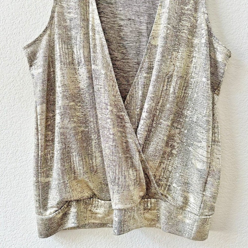Anthropologie Gold Sabrina Shimmer Wrap Top Size Size XL - Picture 5 of 7